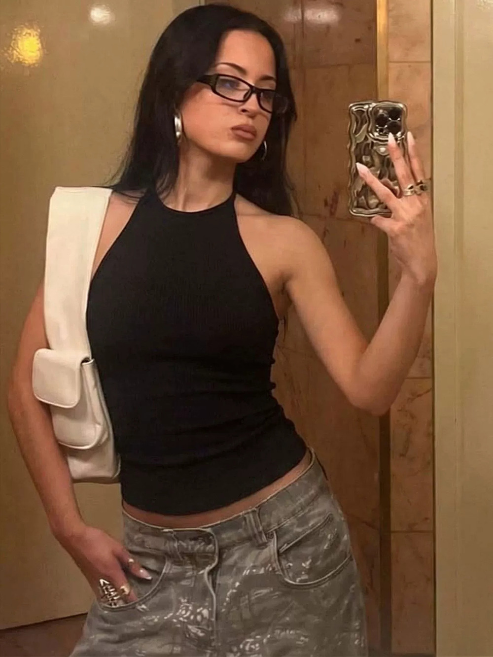 ZARA Trendy Sexy Backless Halter Crop Top Solid